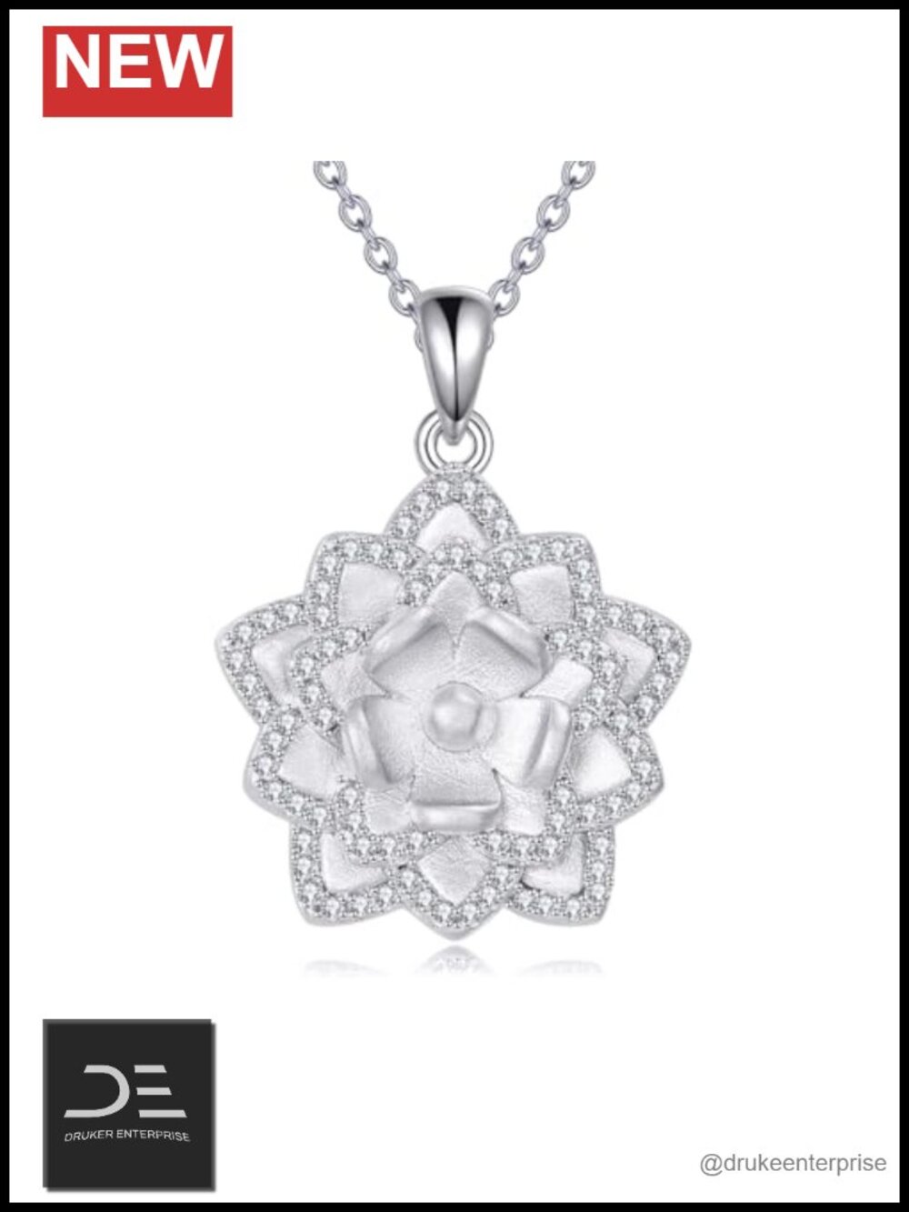 925 Sterling Silver Plumeria Pendant Necklace 18" + 2" Extender Jewelry Gift